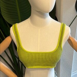 Lime Green Ribbed Knit Bralette